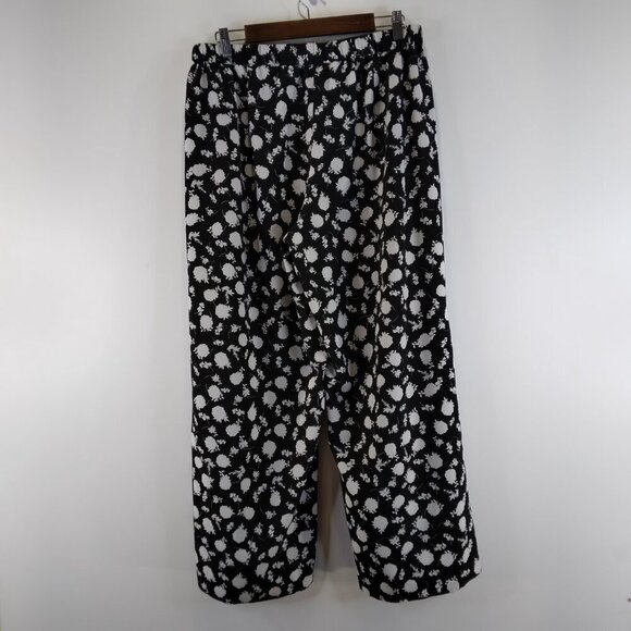 Vince Camuto Black and White Floral Wide Leg Pant Size 14 - Picture 8 of 12